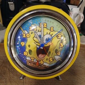 Yellow SpongeBob Alarm Clock Clock. 2012 Viacom. Tested And Works.